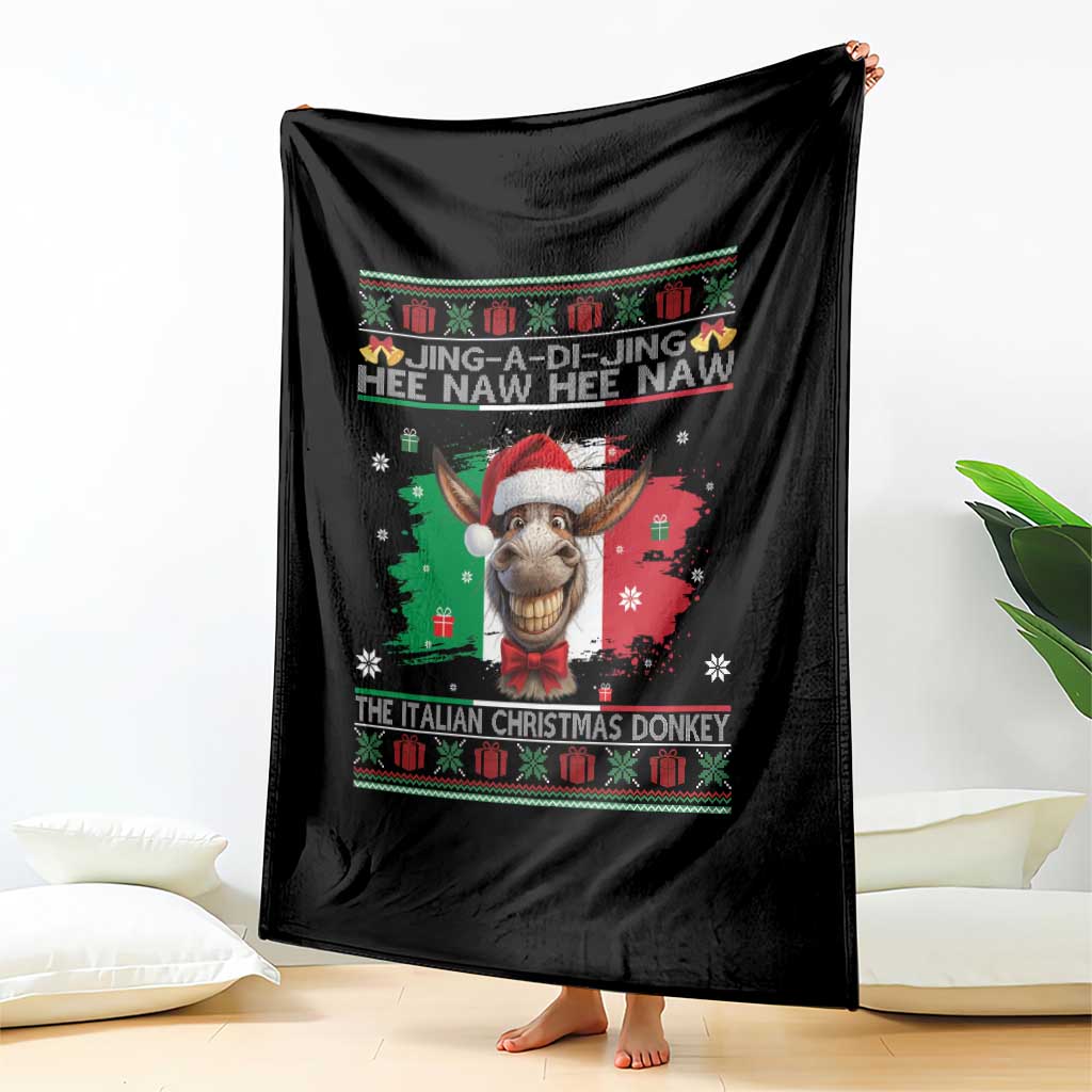 Funny Italian Christmas Donkey Throw Blanket Funny Domick The Donkey Holiday Italy Flag TS11 Print Your Wear