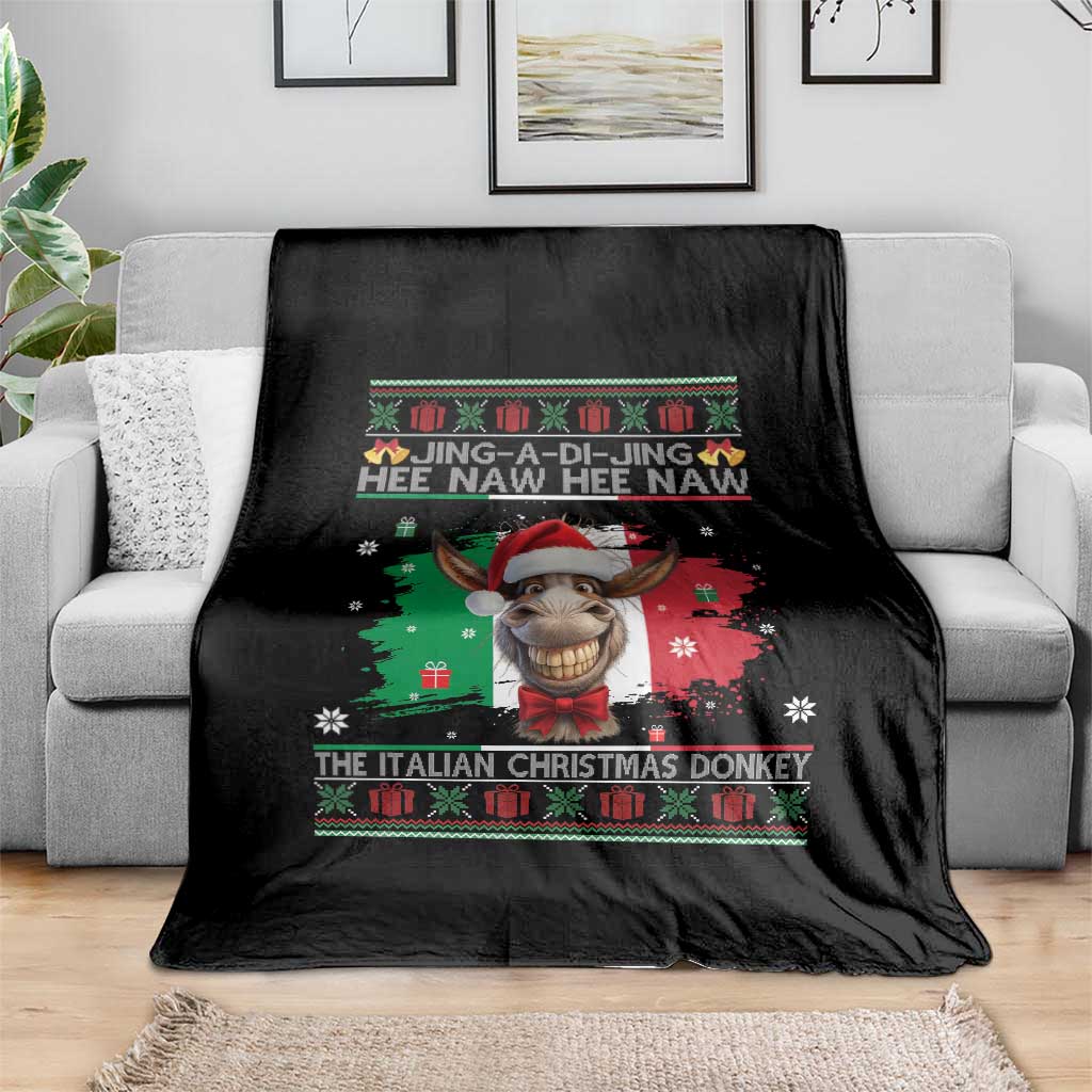 Funny Italian Christmas Donkey Throw Blanket Funny Domick The Donkey Holiday Italy Flag TS11 Print Your Wear