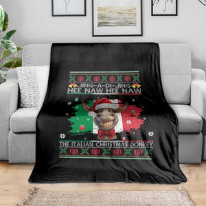 Funny Italian Christmas Donkey Throw Blanket Funny Domick The Donkey Holiday Italy Flag TS11 Print Your Wear