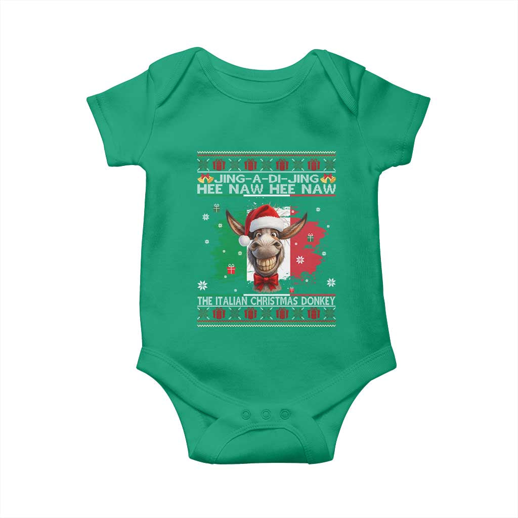 Funny Italian Christmas Donkey Baby Onesie Funny Domick The Donkey Holiday Italy Flag TS11 Irish Green Print Your Wear