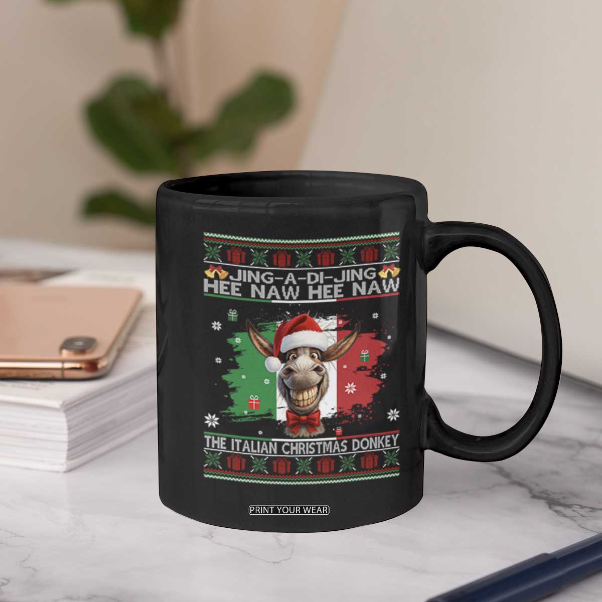 Funny Italian Christmas Donkey Coffee Mug Funny Domick The Donkey Holiday Italy Flag TS11 Print Your Wear