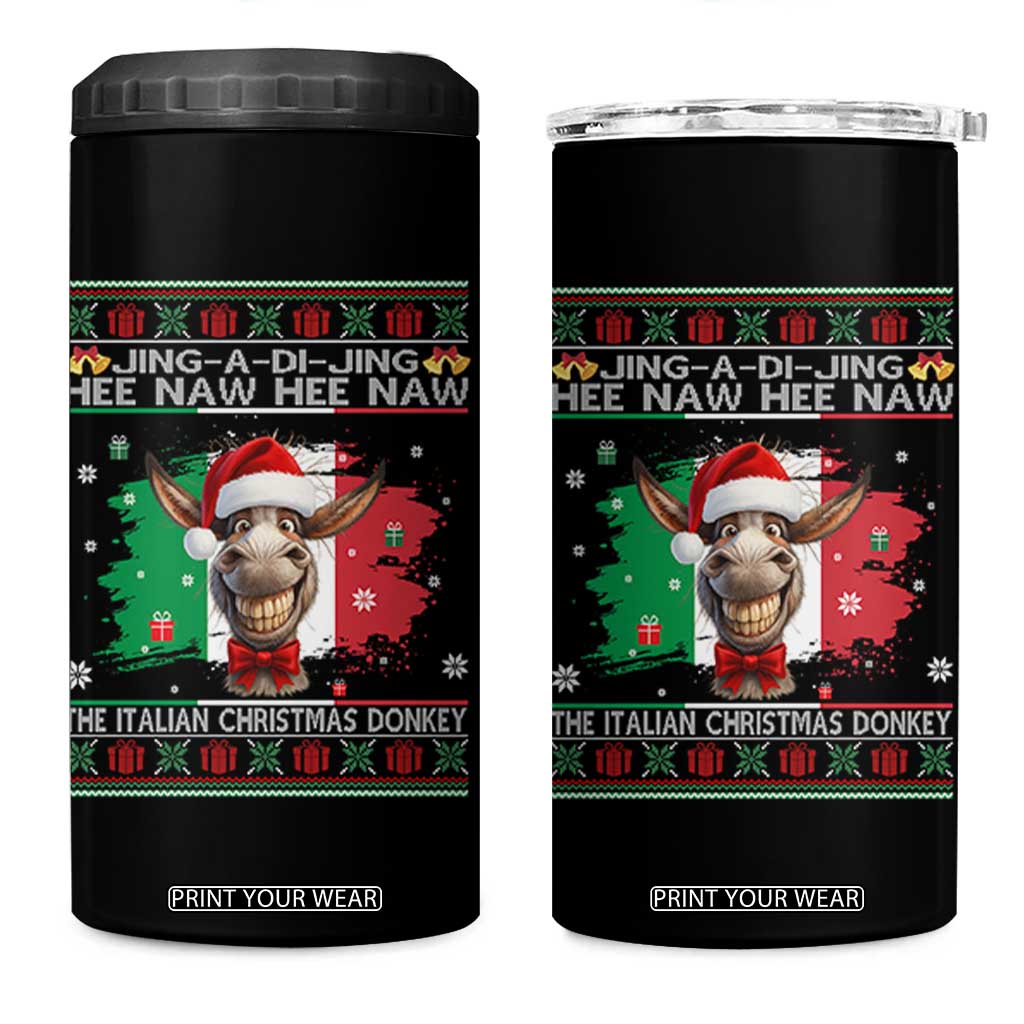 Funny Italian Christmas Donkey 4 in 1 Can Cooler Tumbler Funny Domick The Donkey Holiday Italy Flag TS11 One Size: 16 oz Black Print Your Wear