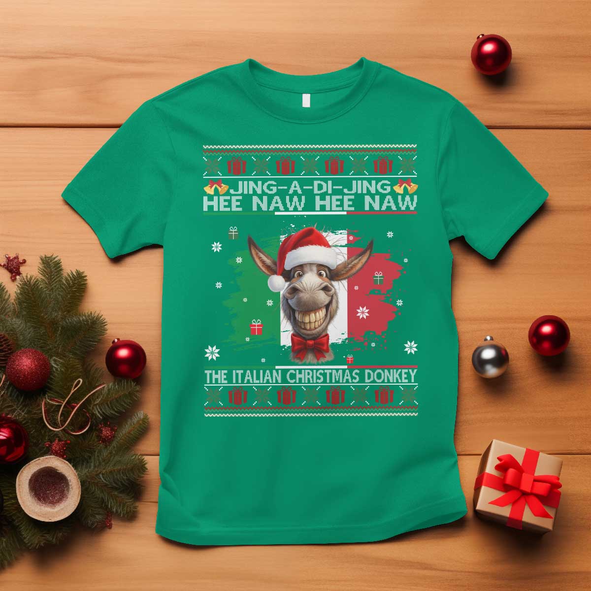 Funny Italian Christmas Donkey T Shirt Funny Domick The Donkey Holiday Italy Flag TS11 Irish Green Print Your Wear