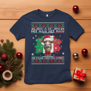 Funny Italian Christmas Donkey T Shirt Funny Domick The Donkey Holiday Italy Flag TS11 Navy Print Your Wear