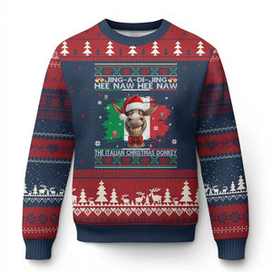 Funny Italian Xmas Donkey Ugly Christmas Sweater Funny Domick The Donkey Holiday Italy Flag TS11 Navy Red Print Your Wear
