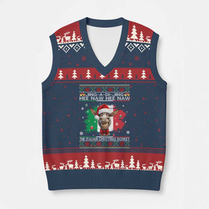 Funny Italian Xmas Donkey V-Neck Knit Sweater Vest Funny Domick The Donkey Holiday Italy Flag TS11 Navy Red Print Your Wear
