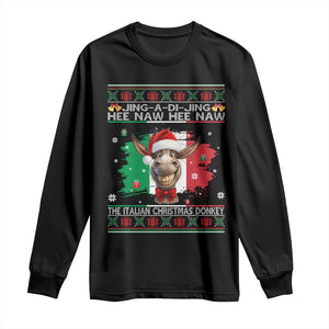 Funny Italian Christmas Donkey Long Sleeve Shirt Funny Domick The Donkey Holiday Italy Flag TS11 Black Print Your Wear