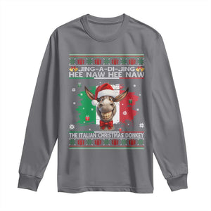 Funny Italian Christmas Donkey Long Sleeve Shirt Funny Domick The Donkey Holiday Italy Flag TS11 Charcoal Print Your Wear