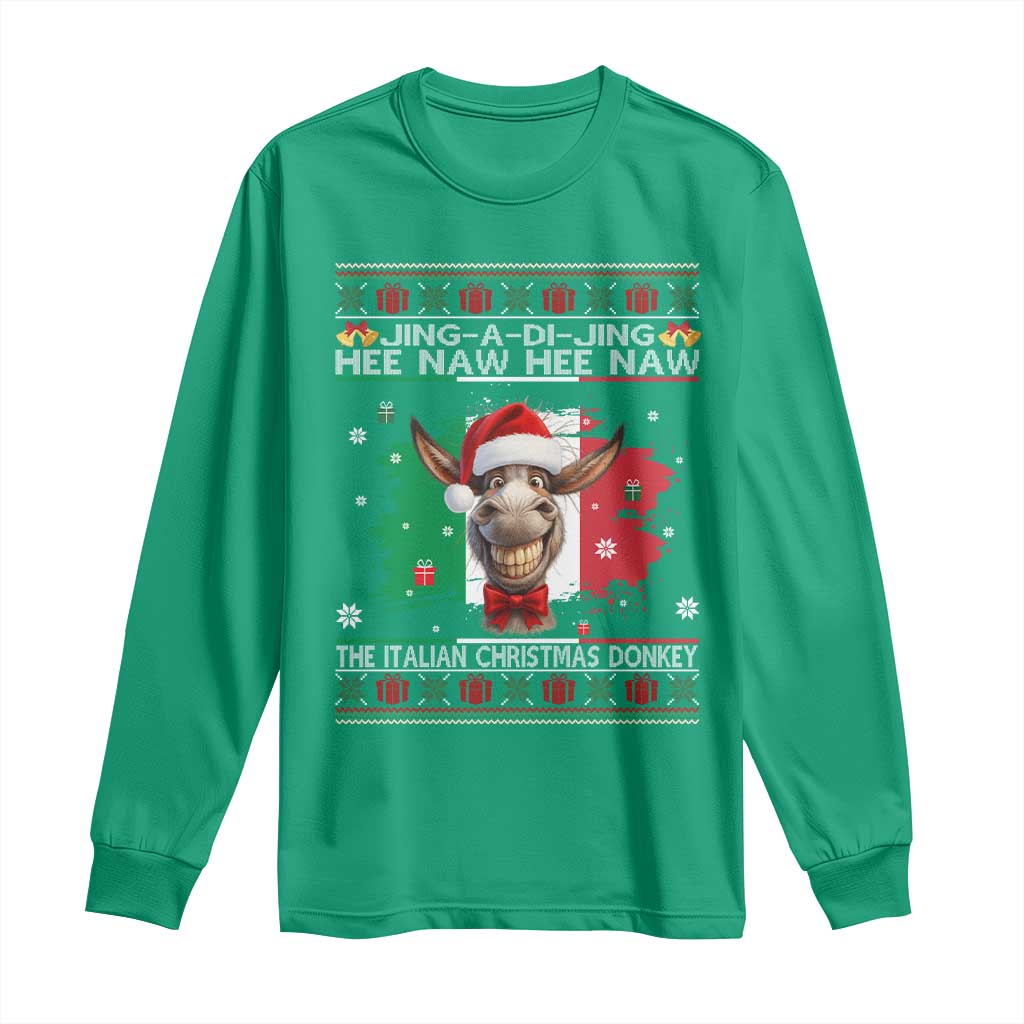 Funny Italian Christmas Donkey Long Sleeve Shirt Funny Domick The Donkey Holiday Italy Flag TS11 Irish Green Print Your Wear