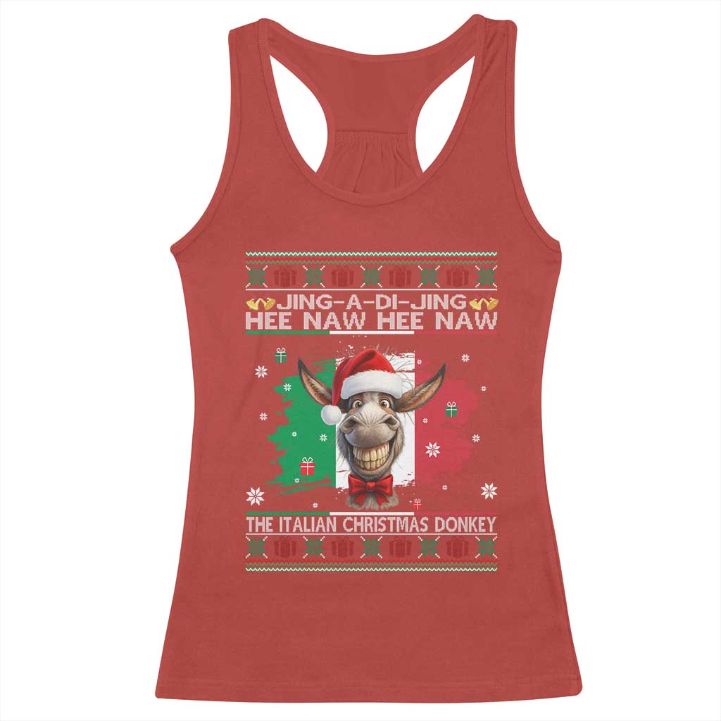 Funny Italian Christmas Donkey Racerback Tank Top Funny Domick The Donkey Holiday Italy Flag TS11 Red Print Your Wear