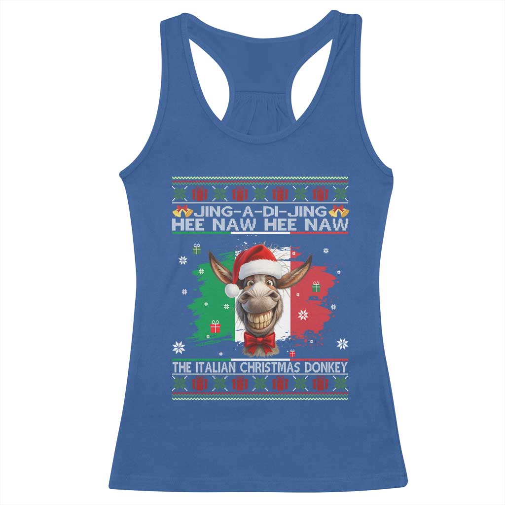 Funny Italian Christmas Donkey Racerback Tank Top Funny Domick The Donkey Holiday Italy Flag TS11 Royal Blue Print Your Wear