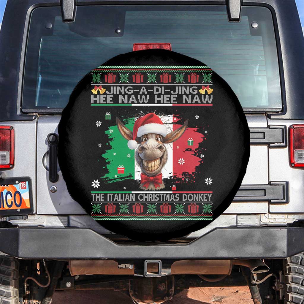 Funny Italian Christmas Donkey Spare Tire Cover Funny Domick The Donkey Holiday Italy Flag TS11 No hole Black Print Your Wear