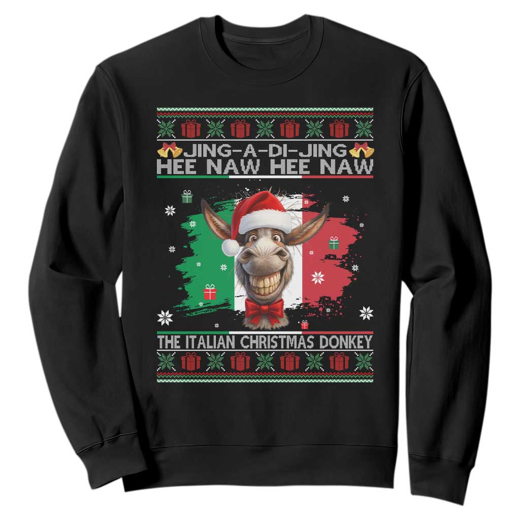 Funny Italian Christmas Donkey Sweatshirt Funny Domick The Donkey Holiday Italy Flag TS11 Black Print Your Wear