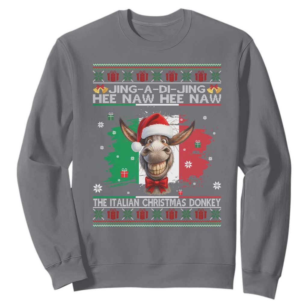 Funny Italian Christmas Donkey Sweatshirt Funny Domick The Donkey Holiday Italy Flag TS11 Charcoal Print Your Wear