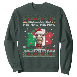 Funny Italian Christmas Donkey Sweatshirt Funny Domick The Donkey Holiday Italy Flag TS11 Dark Forest Green Print Your Wear