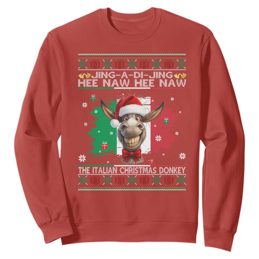 Funny Italian Christmas Donkey Sweatshirt Funny Domick The Donkey Holiday Italy Flag TS11 Red Print Your Wear