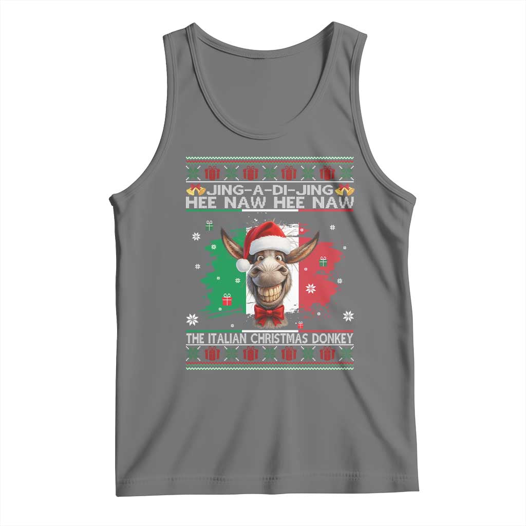 Funny Italian Christmas Donkey Tank Top Funny Domick The Donkey Holiday Italy Flag TS11 Black Heather Print Your Wear