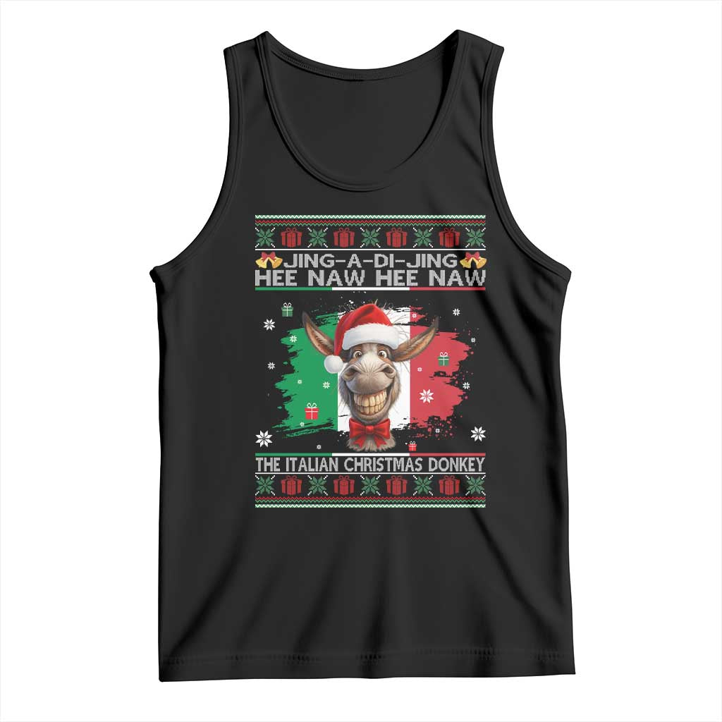 Funny Italian Christmas Donkey Tank Top Funny Domick The Donkey Holiday Italy Flag TS11 Black Print Your Wear
