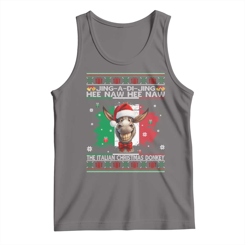 Funny Italian Christmas Donkey Tank Top Funny Domick The Donkey Holiday Italy Flag TS11 Deep Heather Print Your Wear