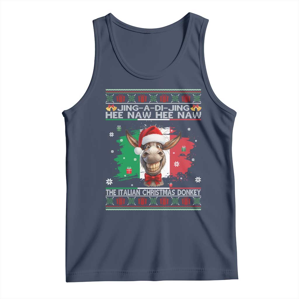 Funny Italian Christmas Donkey Tank Top Funny Domick The Donkey Holiday Italy Flag TS11 Navy Print Your Wear