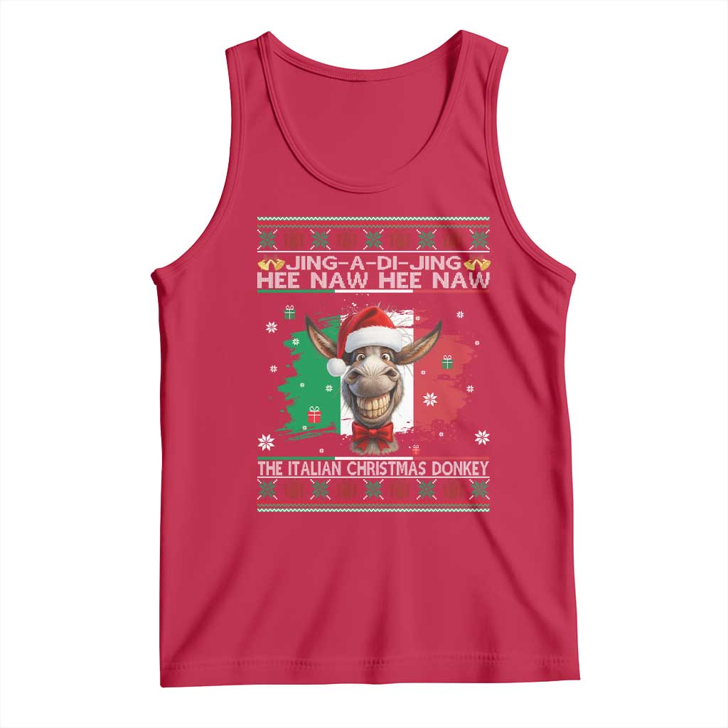 Funny Italian Christmas Donkey Tank Top Funny Domick The Donkey Holiday Italy Flag TS11 Red Print Your Wear