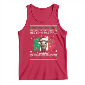 Funny Italian Christmas Donkey Tank Top Funny Domick The Donkey Holiday Italy Flag TS11 Red Print Your Wear