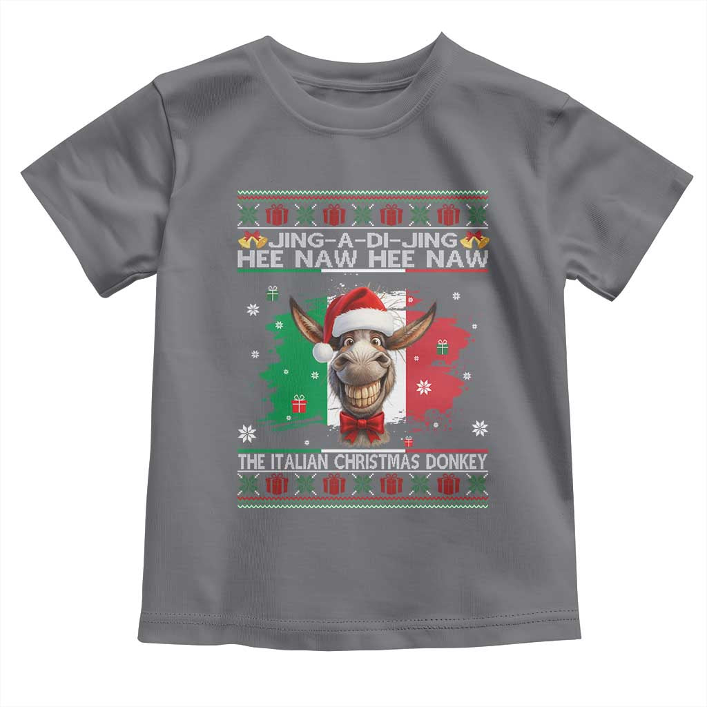 Funny Italian Christmas Donkey Toddler T Shirt Funny Domick The Donkey Holiday Italy Flag TS11 Charcoal Print Your Wear