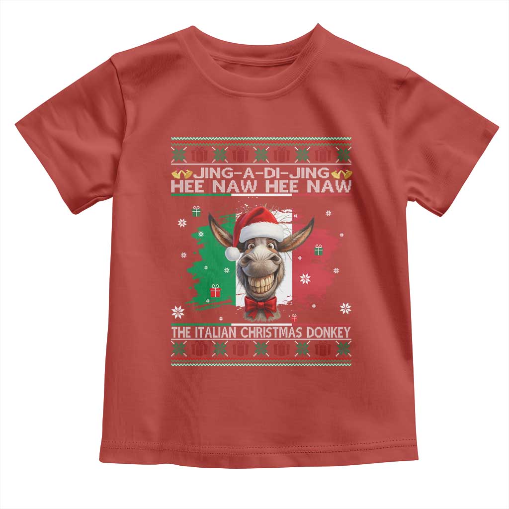 Funny Italian Christmas Donkey Toddler T Shirt Funny Domick The Donkey Holiday Italy Flag TS11 Red Print Your Wear
