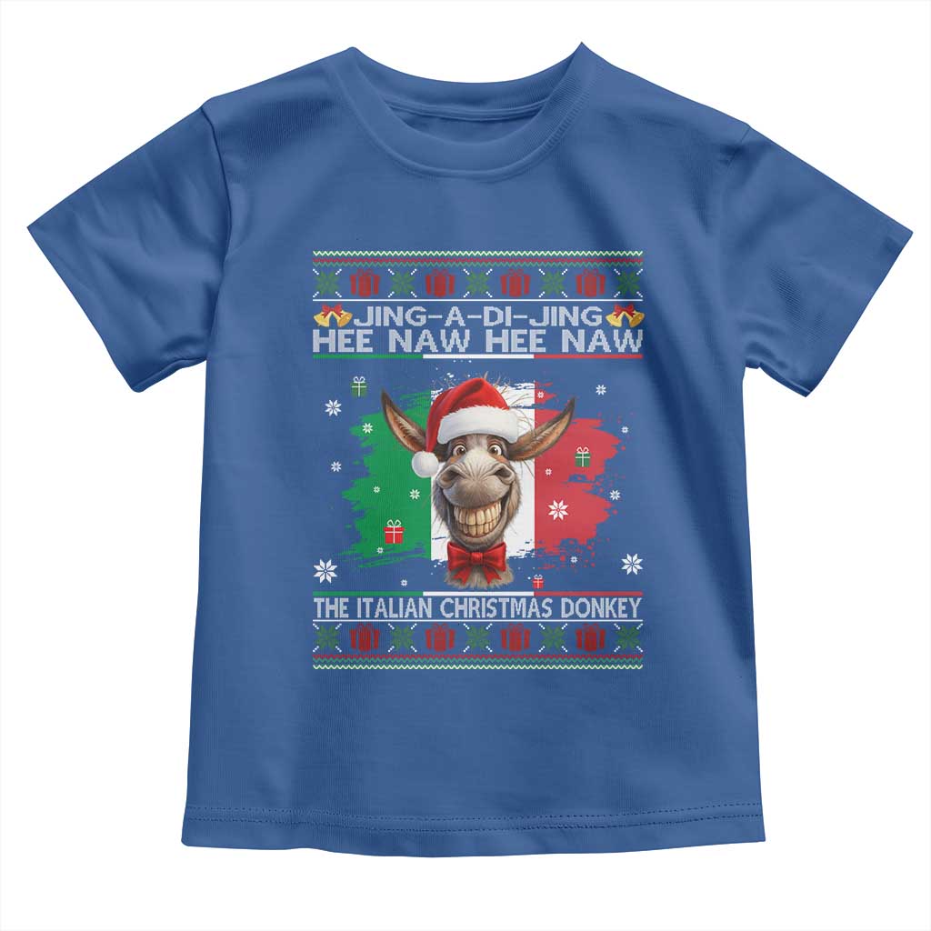 Funny Italian Christmas Donkey Toddler T Shirt Funny Domick The Donkey Holiday Italy Flag TS11 Royal Blue Print Your Wear