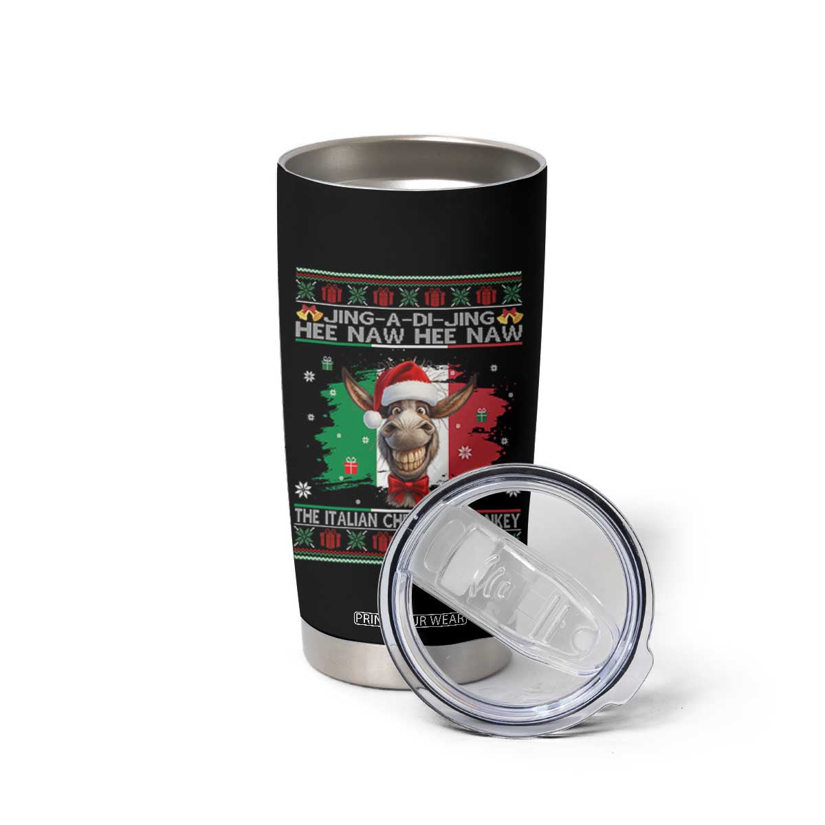 Funny Italian Christmas Donkey Tumbler Cup Funny Domick The Donkey Holiday Italy Flag TS11 Print Your Wear