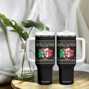 Funny Italian Christmas Donkey Tumbler With Handle Funny Domick The Donkey Holiday Italy Flag TS11 Print Your Wear