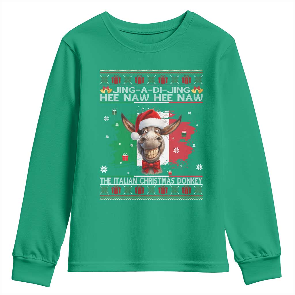 Funny Italian Christmas Donkey Youth Sweatshirt Funny Domick The Donkey Holiday Italy Flag TS11 Irish Green Print Your Wear
