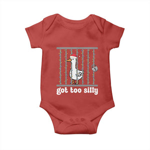 Funny Got Too Silly Christmas Baby Onesie Santa Goose Pun Humor Animal Lovers TS11 Red Print Your Wear