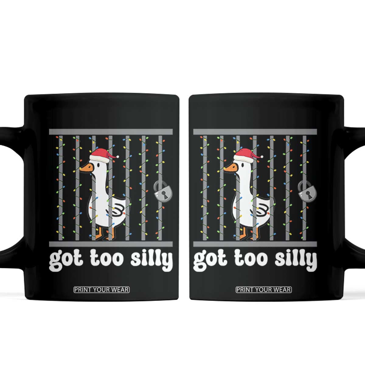 Funny Got Too Silly Christmas Coffee Mug Santa Goose Pun Humor Animal Lovers TS11 Black Print Your Wear