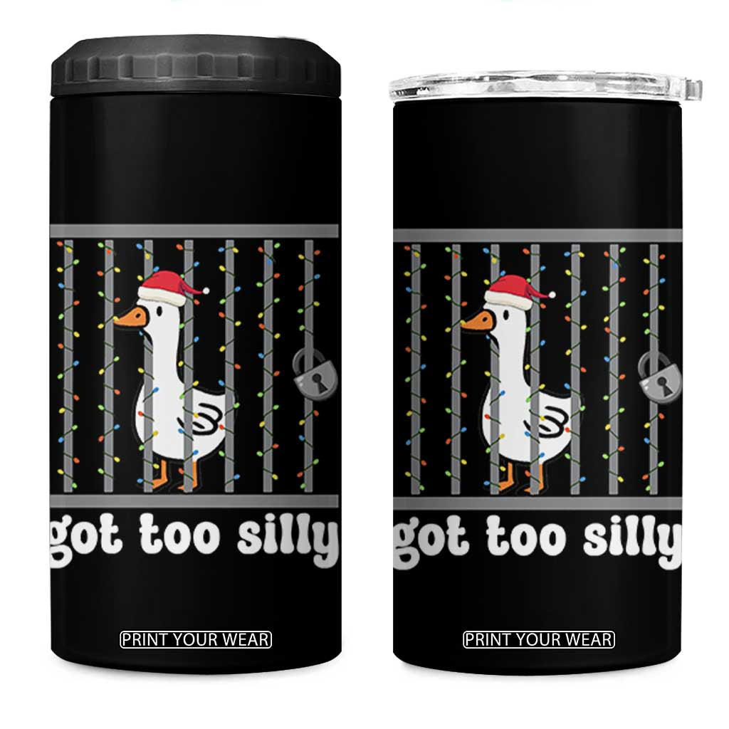 Funny Got Too Silly Christmas 4 in 1 Can Cooler Tumbler Santa Goose Pun Humor Animal Lovers TS11 One Size: 16 oz Black Print Your Wear