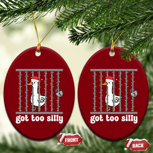 Funny Got Too Silly Christmas Ceramic Ornament Santa Goose Pun Humor Animal Lovers TS11 Print Your Wear