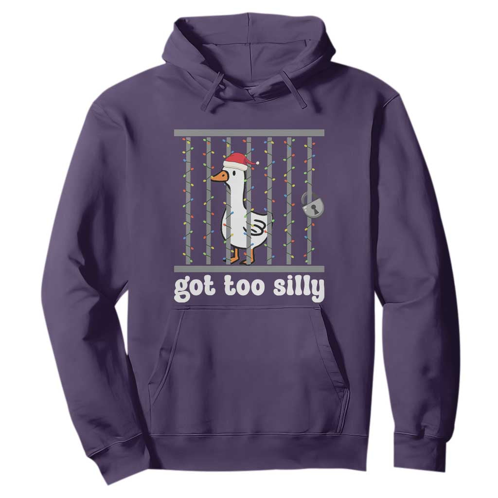 Funny Got Too Silly Christmas Hoodie Santa Goose Pun Humor Animal Lovers TS11 Purple Print Your Wear