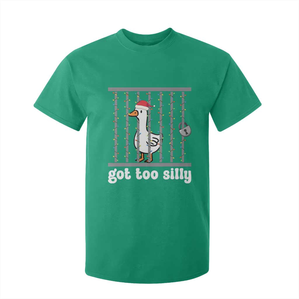 Funny Got Too Silly Christmas T Shirt For Kid Santa Goose Pun Humor Animal Lovers TS11 Irish Green Print Your Wear