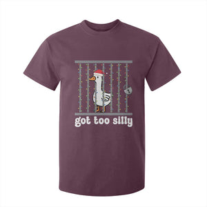 Funny Got Too Silly Christmas T Shirt For Kid Santa Goose Pun Humor Animal Lovers TS11 Maroon Print Your Wear