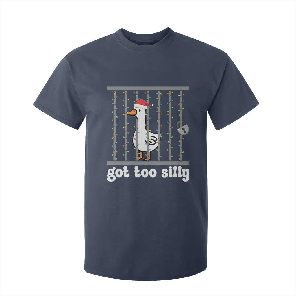 Funny Got Too Silly Christmas T Shirt For Kid Santa Goose Pun Humor Animal Lovers TS11 Navy Print Your Wear