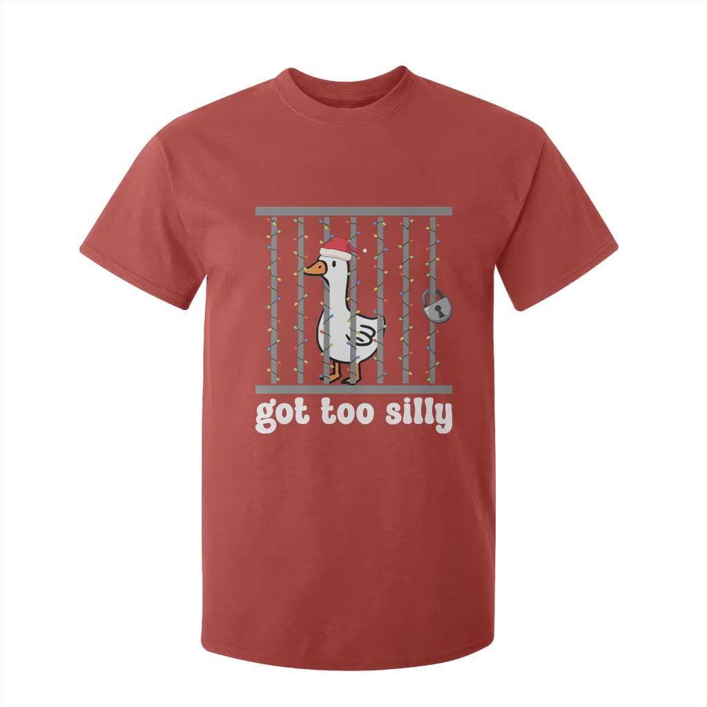 Funny Got Too Silly Christmas T Shirt For Kid Santa Goose Pun Humor Animal Lovers TS11 Red Print Your Wear