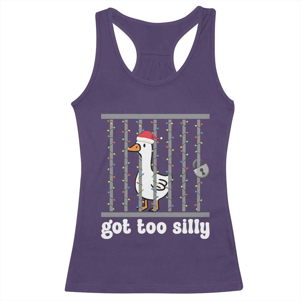 Funny Got Too Silly Christmas Racerback Tank Top Santa Goose Pun Humor Animal Lovers TS11 Purple Print Your Wear