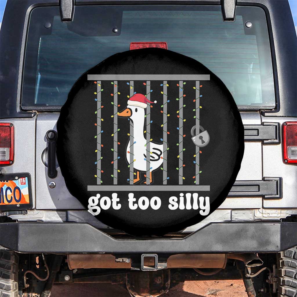 Funny Got Too Silly Christmas Spare Tire Cover Santa Goose Pun Humor Animal Lovers TS11 No hole Black Print Your Wear