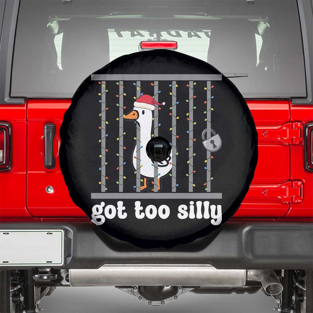 Funny Got Too Silly Christmas Spare Tire Cover Santa Goose Pun Humor Animal Lovers TS11 Black Print Your Wear