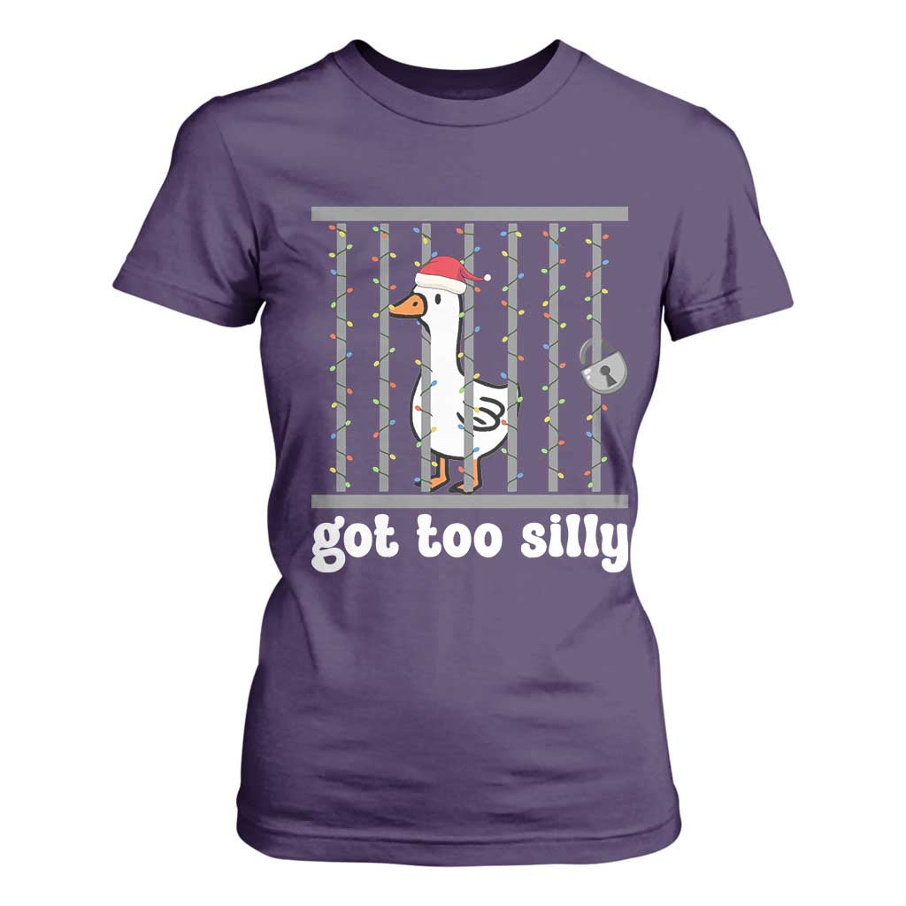 Funny Got Too Silly Christmas T Shirt For Women Santa Goose Pun Humor Animal Lovers TS11 Purple Print Your Wear