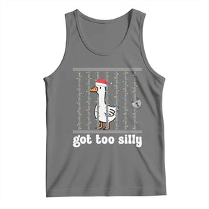 Funny Got Too Silly Christmas Tank Top Santa Goose Pun Humor Animal Lovers TS11 Black Heather Print Your Wear