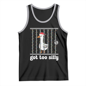 Funny Got Too Silly Christmas Tank Top Santa Goose Pun Humor Animal Lovers TS11 Black Athletic Heather Print Your Wear
