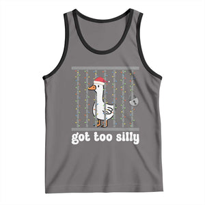Funny Got Too Silly Christmas Tank Top Santa Goose Pun Humor Animal Lovers TS11 Deep Heather Black Print Your Wear
