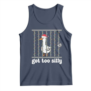 Funny Got Too Silly Christmas Tank Top Santa Goose Pun Humor Animal Lovers TS11 Navy Print Your Wear