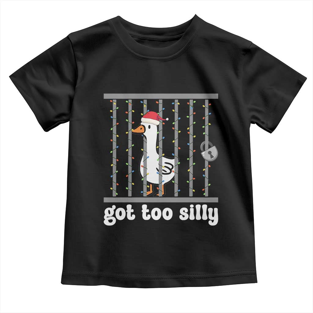 Funny Got Too Silly Christmas Toddler T Shirt Santa Goose Pun Humor Animal Lovers TS11 Black Print Your Wear